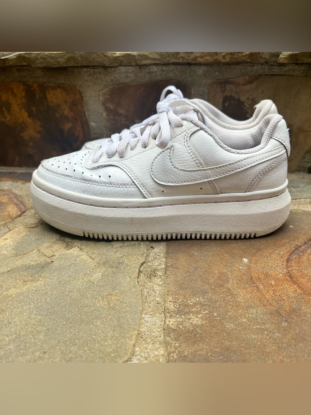 Nike Court Vision Alta Women's Size 7 White Platform Low-Top Sneakers